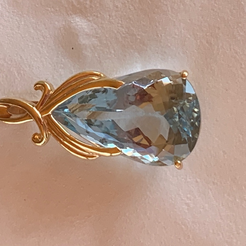 🎊HP🎊NWT 14KY Custom Genuine Blue Topaz Pendant - Picture 11 of 14